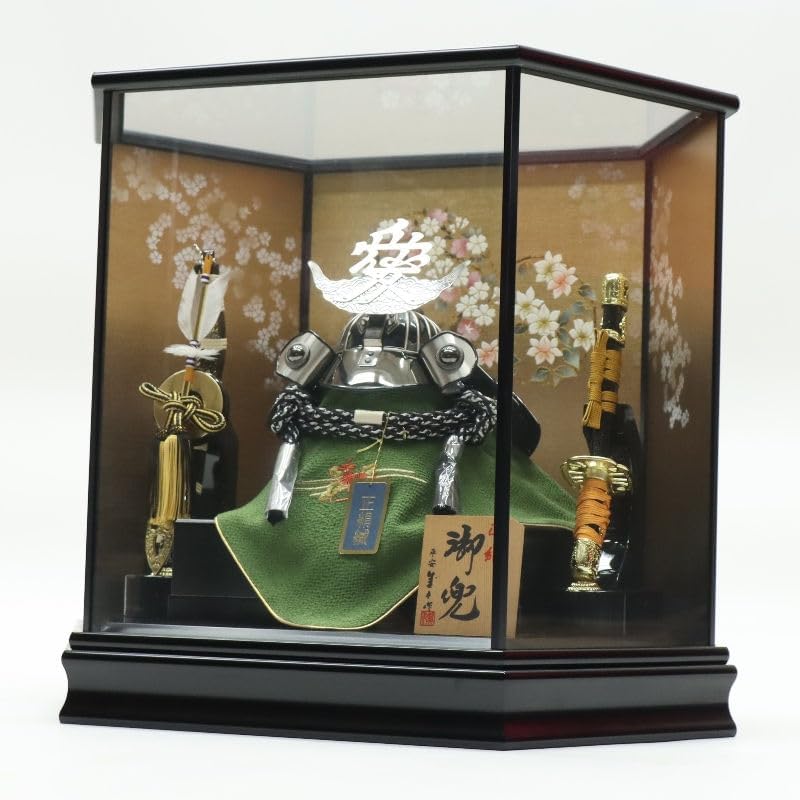 着用兜 陣羽織 五月人形 オルゴール付き ガラスケース入り 陣羽織付き